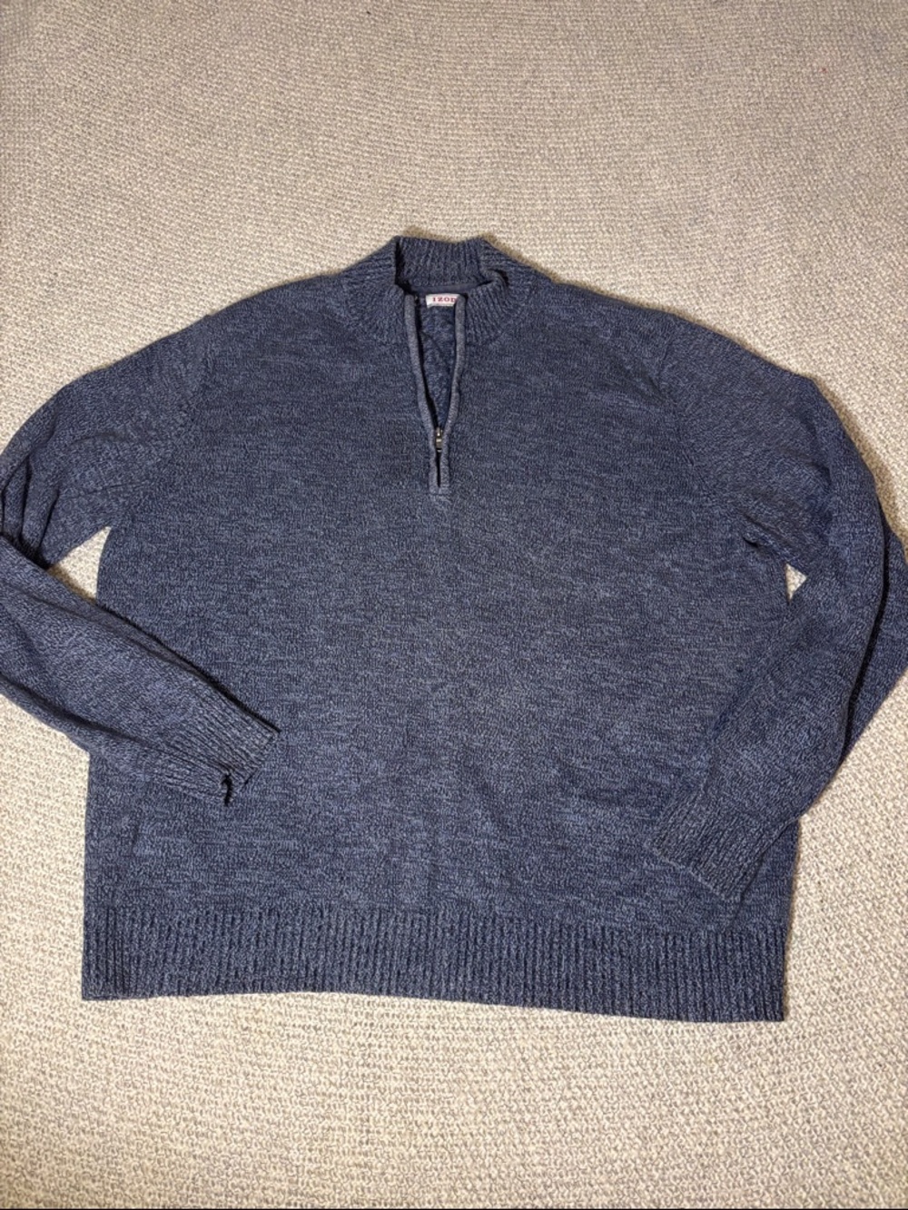 IZOD Men's Heather Navy Half-Zip Knit Sweater Size XL